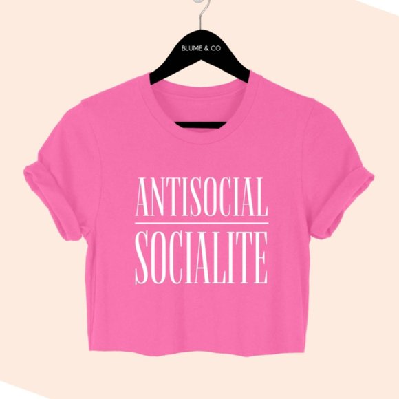 Tops - Antisocial Socialite Crop Top Hot Pink